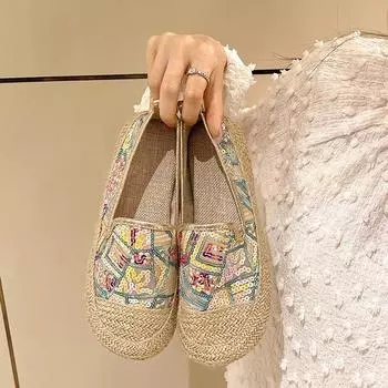 Блестящие бохо-рыбацкие туфли женские мокасины с пайетками женские балетки из пеньки с мягкой подошвой разноцветные кроссовки лоферы 35 розовый