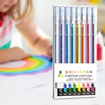 Блестящие гелевые ручки Fine Point Art Канцелярские принадлежности Набор цветных ручек, шариковая ручка для открытки 8 Pens