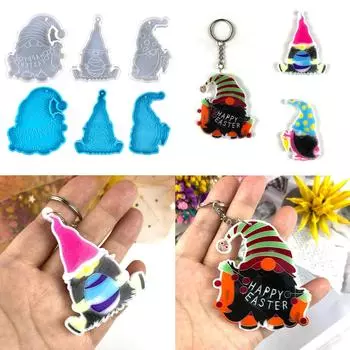 Блестящие глянцевые силиконовые смоляные формы пасхальный гном брелок форма DIY брелок кулон ювелирные изделия формы для поделок из эпоксидной смолы 2 белый