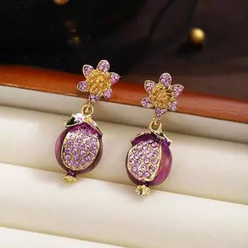 Блестящие гранатовые серьги со сверкающими цветами циркония, элегантные и креативные для лета фиолетовый