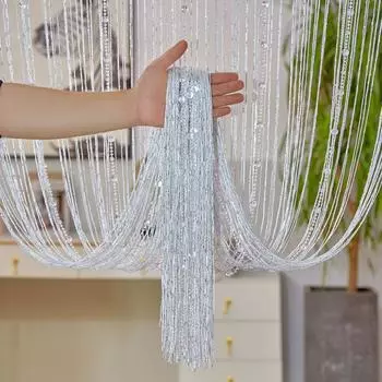 Блестящие хрустальные бусины, занавеска-гирлянда, однотонная занавеска с кисточками, занавеска для окна, занавеска для двери, домашний декор синий