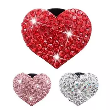 Блестящие хрустальные сердца для автомобильного воздуховода, зажим для диффузора, стразы, зажим для воздуховыпускного отверстия, автомобильный диффузор духов, украшения для автомобиля, аксессуары белый