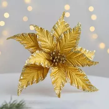 Блестящие имитации рождественских цветов, разноцветные аксессуары для рождественской елки, макет мероприятия