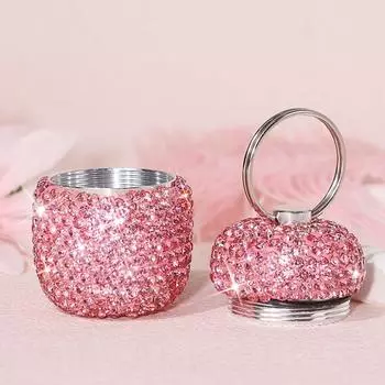 Блестящие инкрустированные стразами футляры для таблеток Изысканный органайзер для таблеток Коробка для хранения лекарств Главная розовый