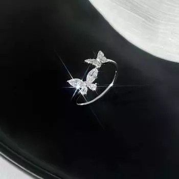 Блестящие кольца-бабочки для женщин и девочек, минималистское регулируемое кольцо