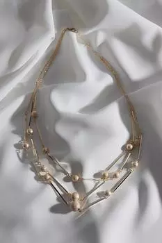 Блестящие колье золотого цвета из 5 частей и 3 частей