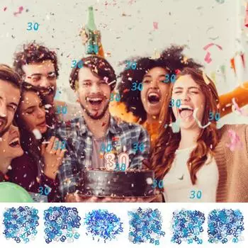 Блестящие конфетти на день рождения, модные устойчивые к разрыву вечерние броши с синими номерными блестками 40