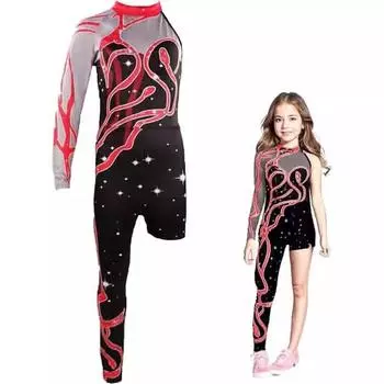 Блестящие костюмы для девочек, концерты детских певцов, облегающая одежда, комбинезоны со змеиным узором на Хэллоуин 120 чёрный