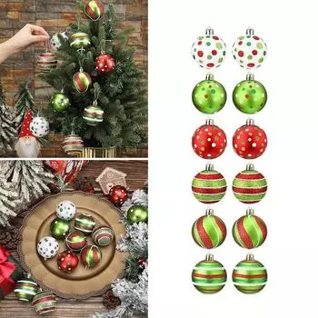 Блестящие красные и зеленые пластиковые шары, рождественские елочные украшения для украшения дома на Рождество, для радостного оформления елки