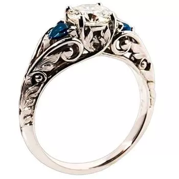 Блестящие круглые стразы, инкрустированные полым кольцом, свадебное обручальное ювелирное изделие, подарок Us9 темно-синий