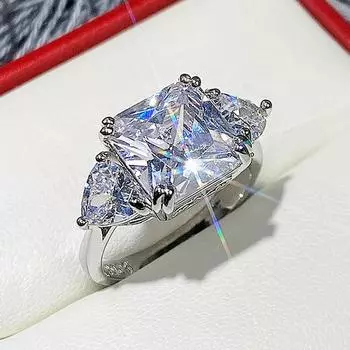 Блестящие квадратные кольца с кубическим цирконием для женщин, серебряный цвет, предложение, обручальные кольца, эффектные ювелирные изделия 2022 7