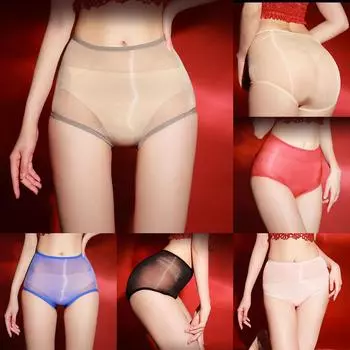 Блестящие масляные трусики сексуальное женское белье трусики средней эластичности