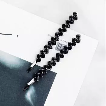 Блестящие металлические заколки для волос со стразами для женщин, модные простые черные и серебристые шпильки, заколки для волос для девочек, ювелирные изделия, аксессуары для волос