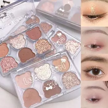 Блестящие, многофункциональные, модные, долговечные, универсальные, яркие цвета, внешний вид медведя, 6 цветов, блестящие тени для век 4