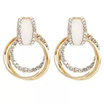 Блестящие многослойные круглые серьги-гвоздики с инкрустацией стразами, женские ювелирные изделия