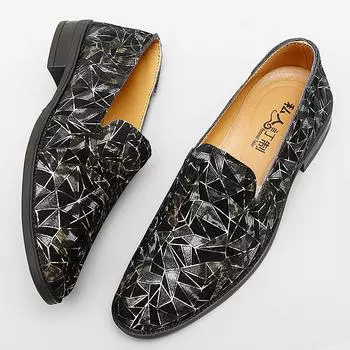 Блестящие мокасины мужские модные мокасины удобные кожаные туфли на плоской подошве повседневная обувь без застежек для вождения и ходьбы итальянские мужские туфли-лодочки 36 чёрный