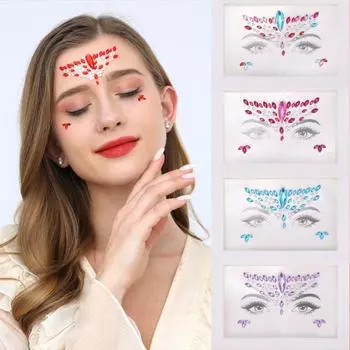 Блестящие наклейки для лица со стразами Хромированные тени для век Кристаллическая наклейка на лоб Макияж Style B