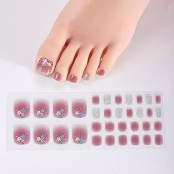 Блестящие наклейки для ногтей Гелевые покрытия для ногтей на ногах Легкие дизайны без запекания с блестками и металлическими акцентами Пилочка для ногтей 6