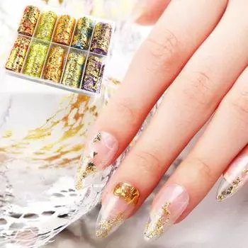 Блестящие наклейки для ногтей, ультра 3D фольга, сетчатые наклейки, тонкая полировка ногтей, украшение для маникюра для красоты set 1