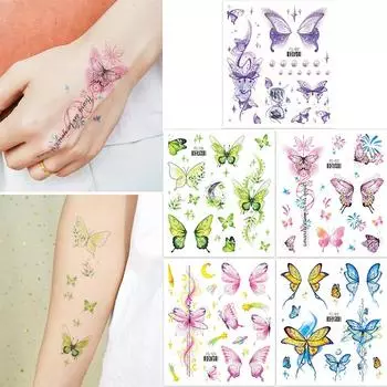 Блестящие наклейки для татуировок серии Ocean, временные поддельные татуировки, наклейки для детей, праздничные детские временные татуировки с блестками