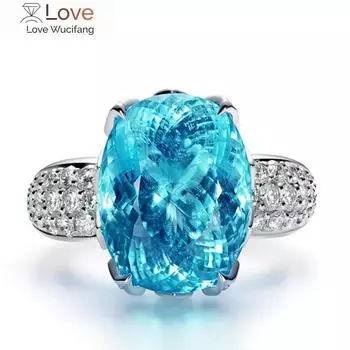 Блестящие обручальные кольца для женщин серебряного цвета в форме сердца, инкрустированные овальные небесно-голубые цирконии, модные украшения для вечеринок 10
