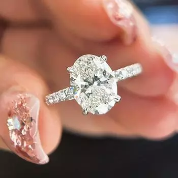 Блестящие овальные кольца с прозрачным цирконом для женщин, модное серебряное кольцо для предложения, свадебное обручальное кольцо, ювелирные изделия 5 серебряный/белый