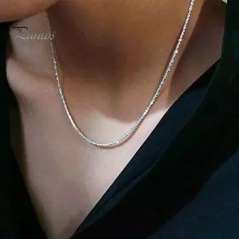 Блестящие ожерелья для женщин, цепочка на ключицу с застежкой-карабином, гипоаллергенные украшения для вечеринок, свадеб, повседневной носки серебряный