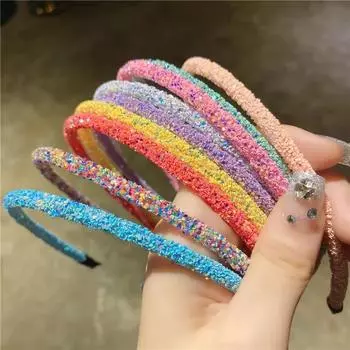 Блестящие пайетки, модная ручная работа, сделай сам, зеленый лук, порошок, блестки, повязка на голову, детская блестящая повязка на голову, головной убор, аксессуары для волос жёлтый