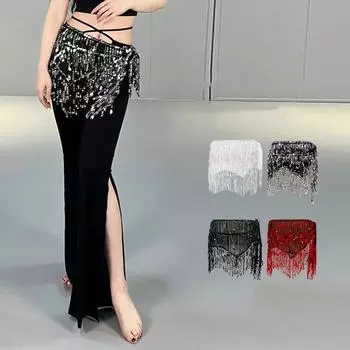 Блестящие пайетки танцевальная юбка пояса 4 цвета пояс для танца живота сексуальные женские цепи на талию вечеринка серебряный/чёрный