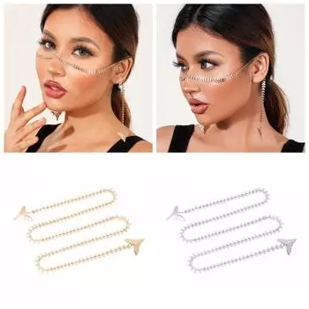 Блестящие подвески для лица, цепочка для тела, многослойные цепочки для лица, подарки, кисточки, заушники для девочек золотой