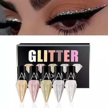 Блестящие подводки для глаз с бриллиантами, водостойкие тени для век серебристого цвета, розового золота, блестящие подводки для глаз с блестками, тени для век, макияж, косметическая косметика