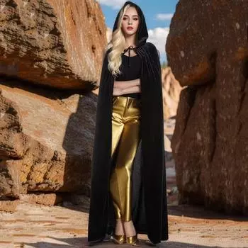 Блестящие пончо с капюшоном, волшебный рождественский костюм для косплея, готический плащ на Хэллоуин, вечеринка 150 cm золотой