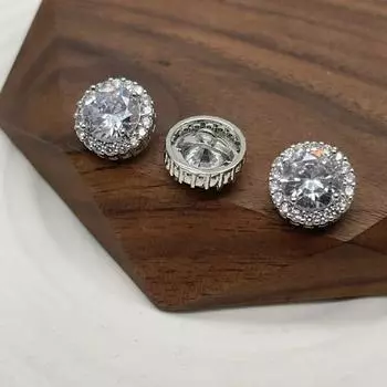 Блестящие роскошные пуговицы из циркония 12,5 мм круглые латунные пуговицы на ножке женские декоративные пуговицы для одежды 12.5mm