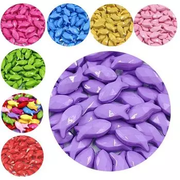 Блестящие россыпью бусины конфетного цвета, ручная работа, для самостоятельного изготовления браслета, ожерелья, 20 шт., 8*18 мм, однотонные, популярные аксессуары, новые акриловые, в форме рыбы разноцветный