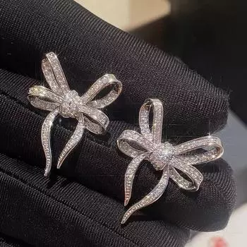 Блестящие серьги-бантики, изысканные и милые серьги принцессы, модные женские украшения