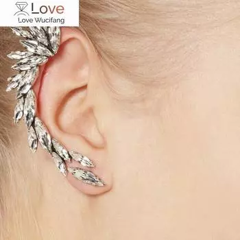 Блестящие серьги-гвоздики на гусеницах со стразами, манжеты для ушей, серьги-клипсы, женские ювелирные изделия