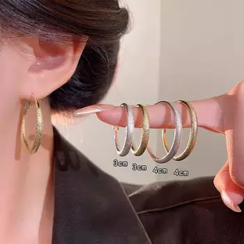 Блестящие серьги-кольца Starry Sky для женщин: Универсальный, высококлассный стиль 5cm серебряный