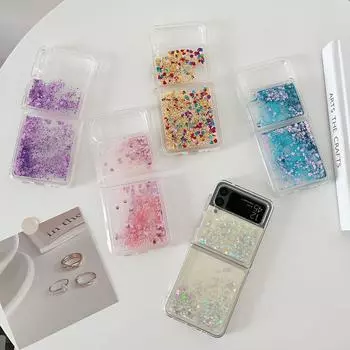 Блестящие складные чехлы с зыбучим песком для Samsung Galaxy Z Flip 4, прозрачный противоударный чехол для Samsung Z Flip 3 2 5g Samsung Z Flip 3