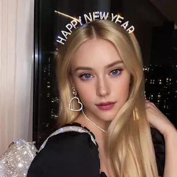 Блестящие стразы английские буквы С Новым годом повязка на голову для женщин цинковый сплав ювелирные изделия для вечеринок популярный аксессуар для волос 1pc