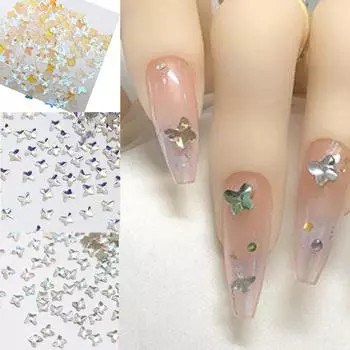 Блестящие Стразы для ногтей Стразы-бабочки Плоские ногти Драгоценные камни для поделок Ювелирные изделия Ремесла Украшения для ногтей Принадлежности D