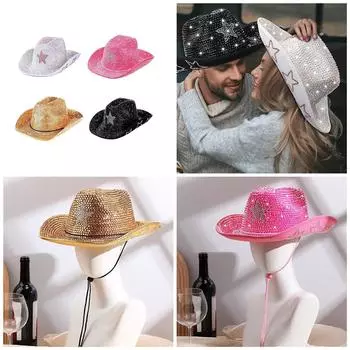 Блестящие стразы фетровая шляпа для взрослых мерцающий узор в виде звезд верхняя кепка праздничный костюм головной убор для различных случаев чёрный