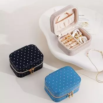 Блестящие Стразы Искусственная Кожа Шкатулка Для Ювелирных Изделий Серьги Ожерелья Органайзер Для Девочек серый