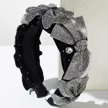 Блестящие стразы Роскошные хрустальные бусины Повязки на голову для женщин Дам Обруч для волос Аксессуары для волос невесты Свадебные Девушка Бант Повязки для волос