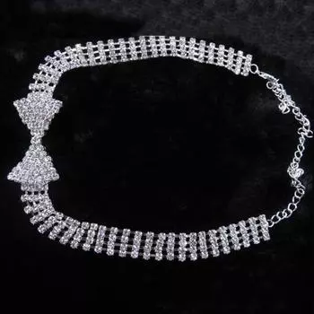 Блестящие стразы с бантом, клипсы/серьги-гвоздики, ожерелье, комплект свадебных украшений Clip Earrings