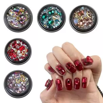 Блестящие стразы с заостренной основой, блестящие камни, украшения для ногтей, хрустальные стеклянные драгоценные камни для ногтей, аксессуары со стразами, камни для ногтей темно серый