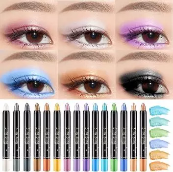 Блестящие тени для век Мягкие и гладкие карандаши для теней для век 15 # цветов разноцветный