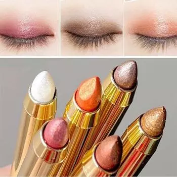 Блестящие тени для век с размазанной губкой, металлические, долговечные блестящие перламутровые тени для век, макияж, подводка для глаз, ручка, косметика #01