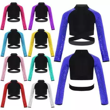 Блестящие топы с вырезами для девочек, джазовые танцевальные костюмы для хип-хопа, танцевальная одежда для выступлений на сцене, спортивная одежда 9-10 Years горячий розовый