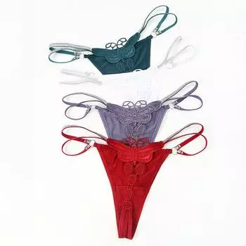 Блестящие трусики с тонкой бретелькой для девочек, женские трусики из ледяного шелка с бесследной цветочной вышивкой, искушение, трусы-стринги, трусы Mirco