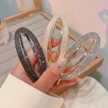 Блестящие заколки для волос со стразами, геометрическая заколка для женщин и девочек, темпераментные заколки с хвостиком, повседневные аксессуары для волос серебряный